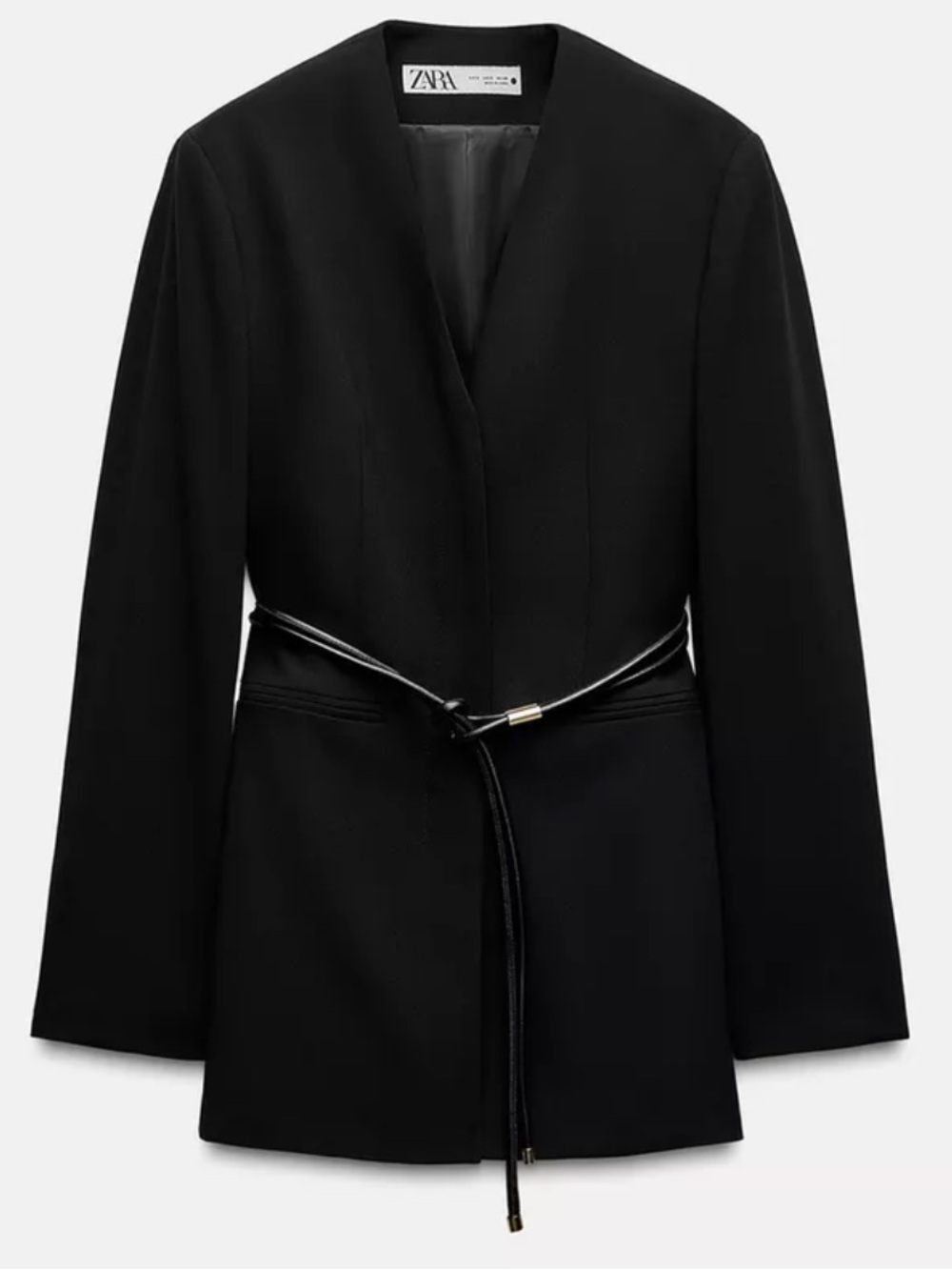 ZARA Structured Longline Blazer | Black | Size L